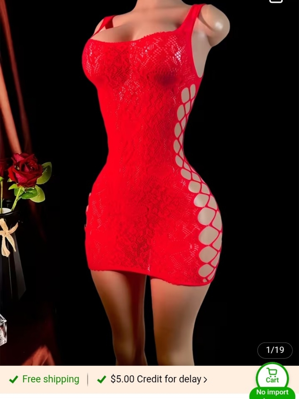 Red Lace Bodycon Chemise Dress - Sexy Cutout Sleepwear